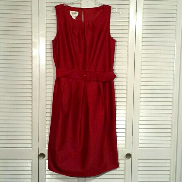 Talbots Dresses & Skirts - NWT Talbots Red Silk Doupioni Sleeveless Belted Dress